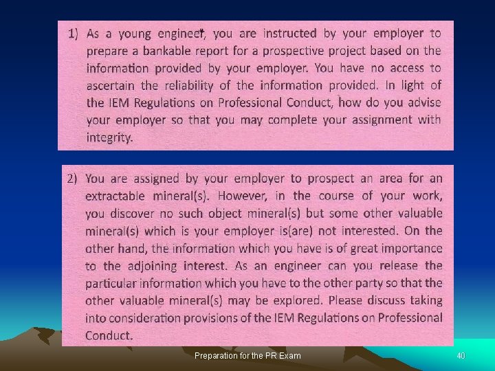 Preparation for the PR Exam 40 