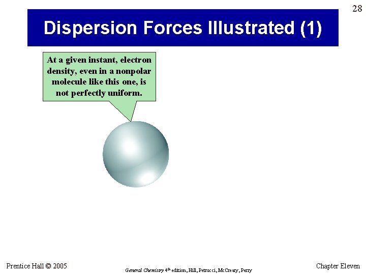 28 Dispersion Forces Illustrated (1) At a given instant, electron density, even in a 28 Dispersion Forces Illustrated (1) At a given instant, electron density, even in a