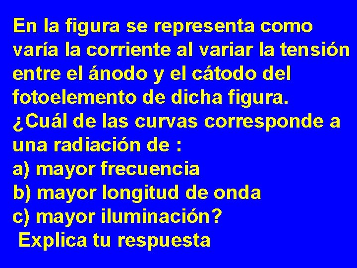 En la figura se representa como varía la corriente al variar la tensión entre