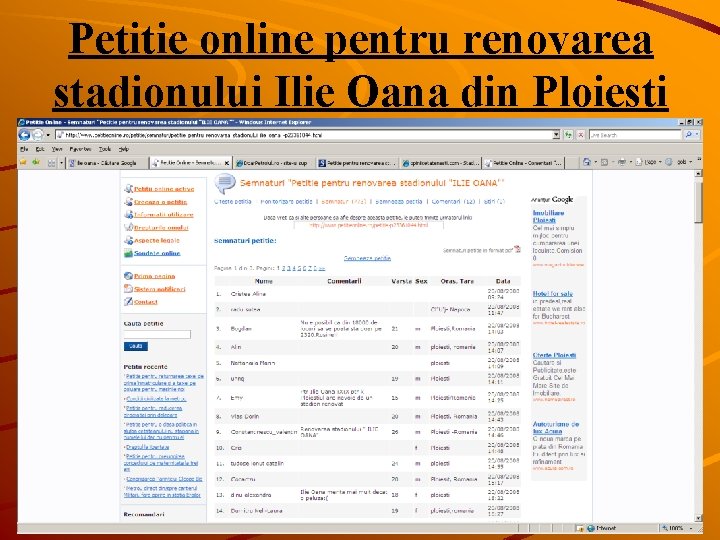 Petitie online pentru renovarea stadionului Ilie Oana din Ploiesti 