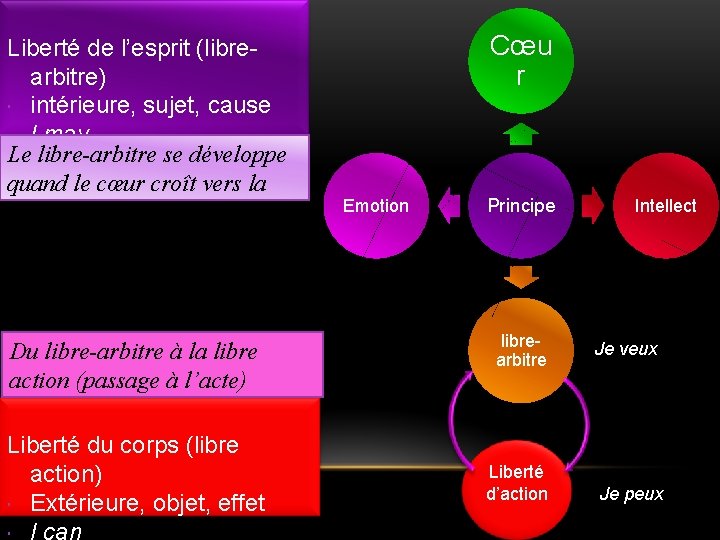 Liberté de l’esprit (librearbitre) intérieure, sujet, cause I may Le libre arbitre se développe