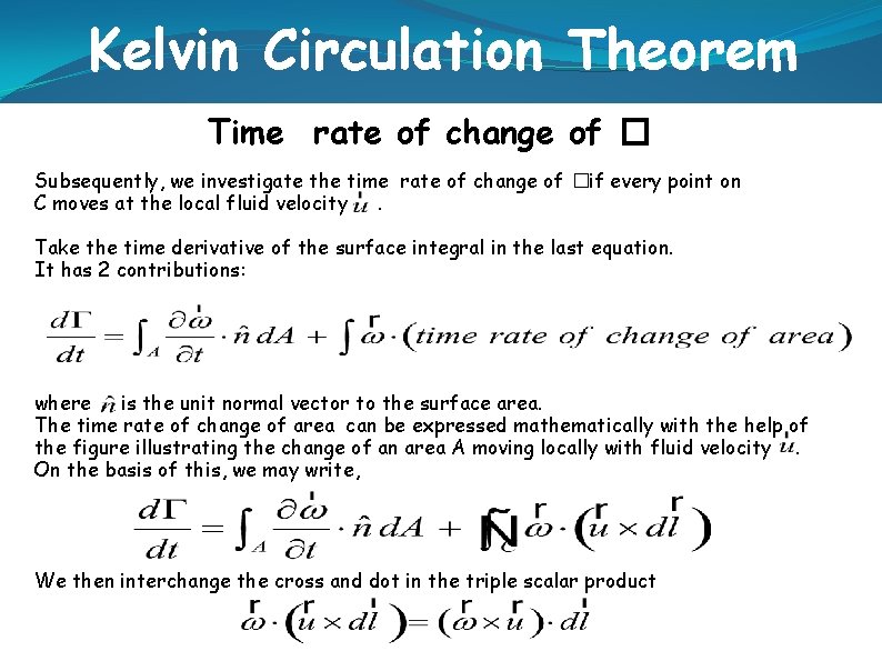 Kelvin Circulation Theorem Time rate of change of � Subsequently, we investigate the time