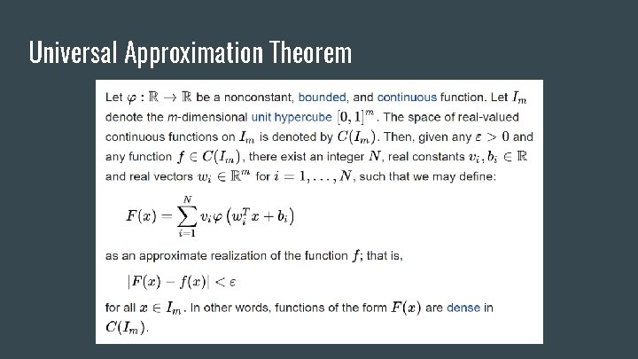 Universal Approximation Theorem 