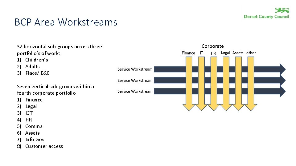 BCP Area Workstreams 32 horizontal sub-groups across three portfolio’s of work; 1) Children’s 2)