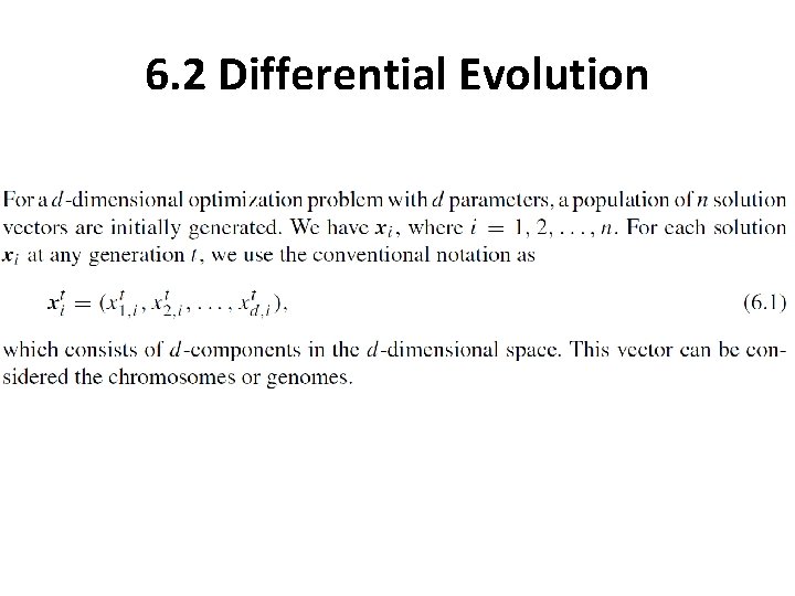 6. 2 Differential Evolution 