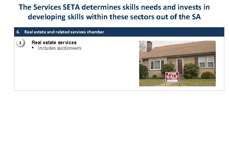 The Services SETA determines skills needs and invests in developing skills within these sectors