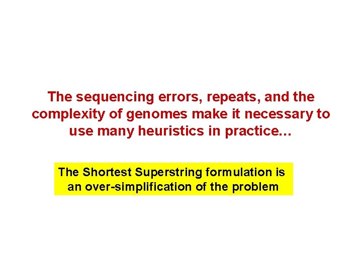 The sequencing errors, repeats, and the complexity of genomes make it necessary to use