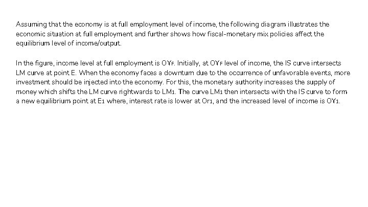 Assuming that the economy is at full employment level of income, the following diagram