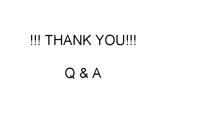 !!! THANK YOU!!! Q&A 