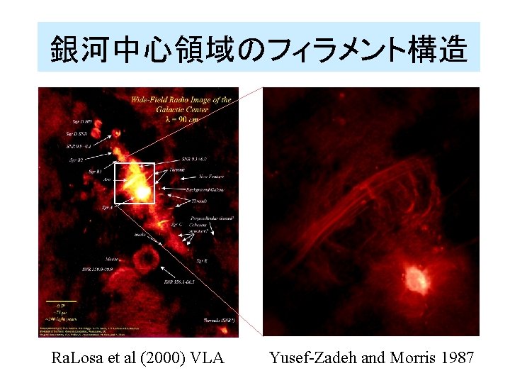 銀河中心領域のフィラメント構造 Ra. Losa et al (2000) VLA Yusef-Zadeh and Morris 1987 