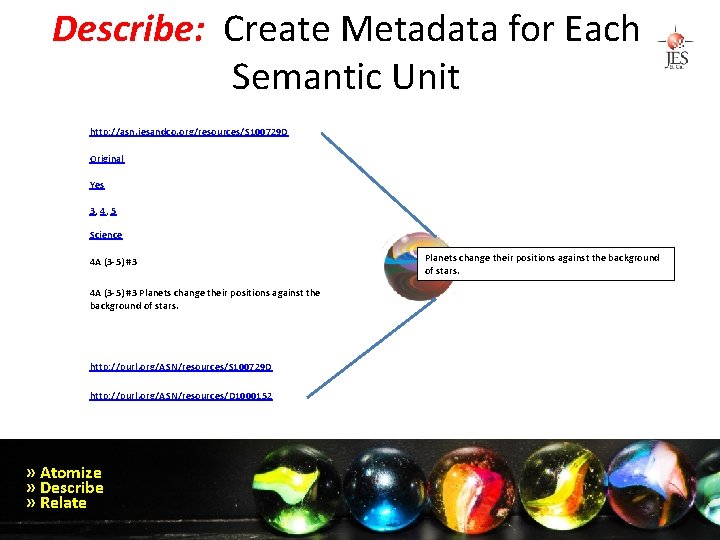 Describe: Create Metadata for Each Semantic Unit http: //asn. jesandco. org/resources/S 100729 D Original