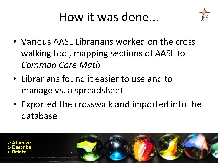 How it was done. . . • Various AASL Librarians worked on the cross