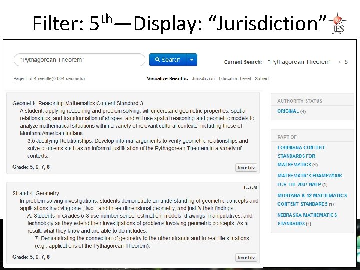 th Filter: 5 —Display: “Jurisdiction” » Atomize » Describe » Relate 