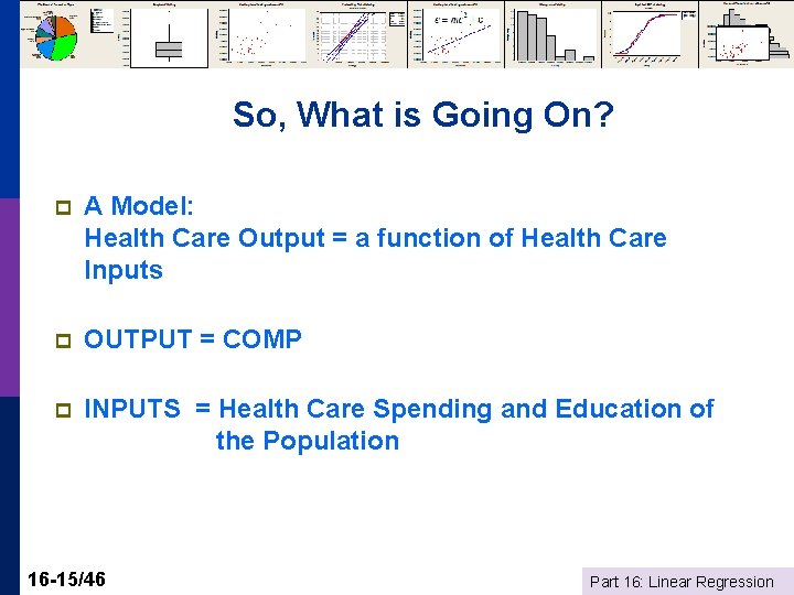 So, What is Going On? p A Model: Health Care Output = a function