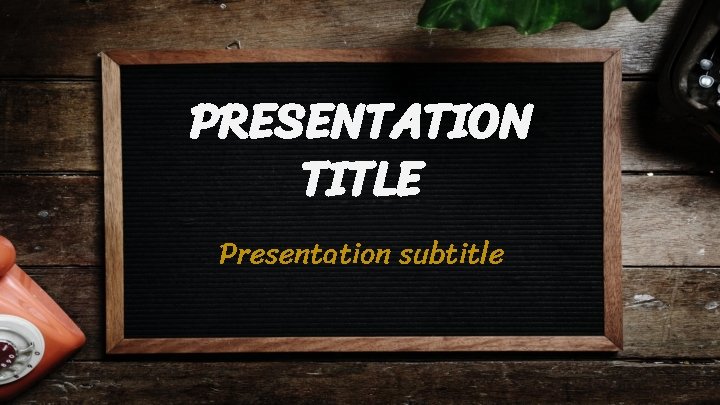 PRESENTATION TITLE Presentation subtitle 