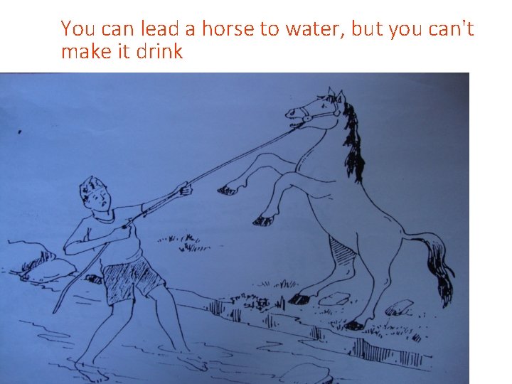 You can lead a horse to water, but you can't make it drink You can lead a horse to water, but you can't make it drink