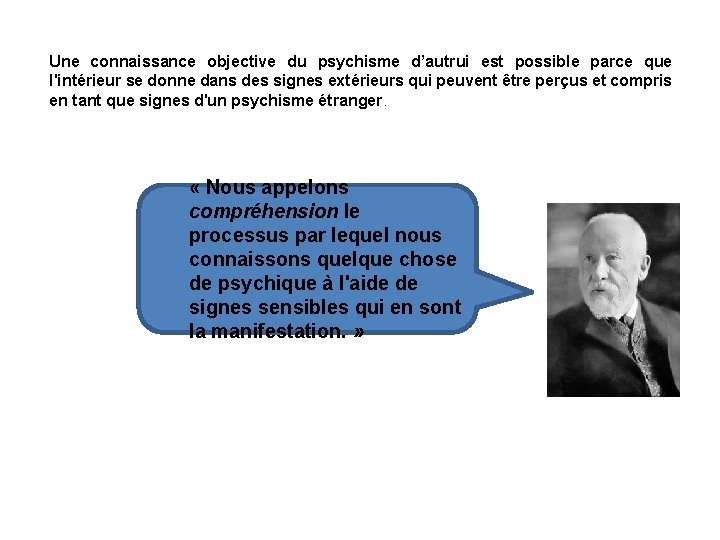 Une connaissance objective du psychisme d’autrui est possible parce que l'intérieur se donne dans