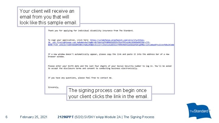 Your client will receive an email from you that will look like this sample