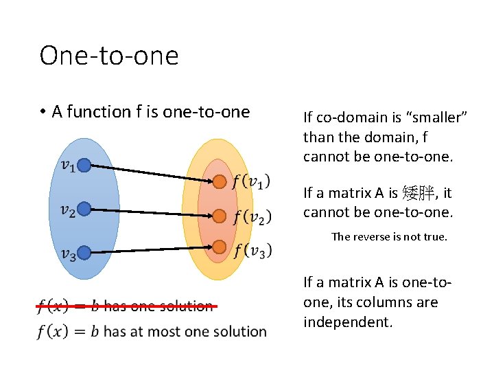 One-to-one • A function f is one-to-one If co-domain is “smaller” than the domain,