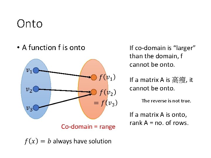 Onto • A function f is onto If co-domain is “larger” than the domain,