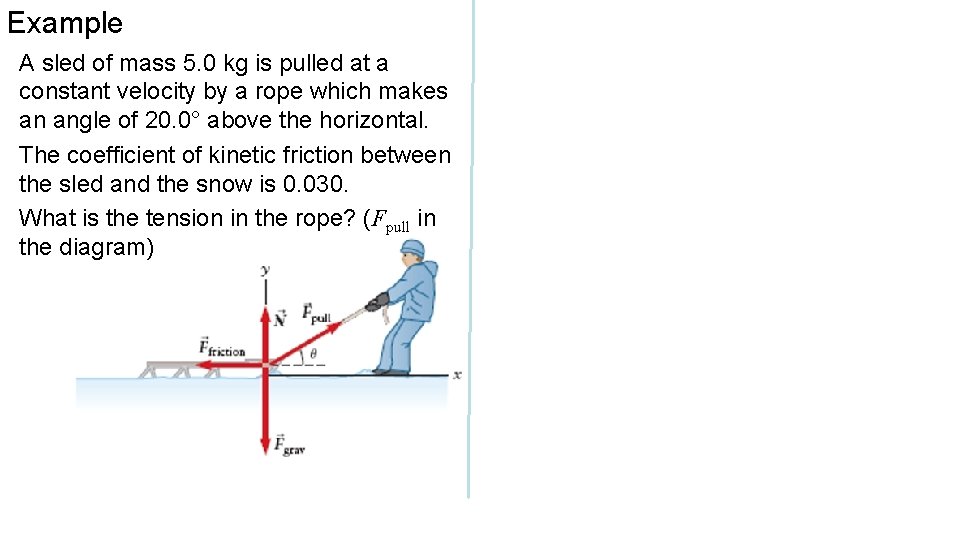 Example A sled of mass 5. 0 kg is pulled at a constant velocity