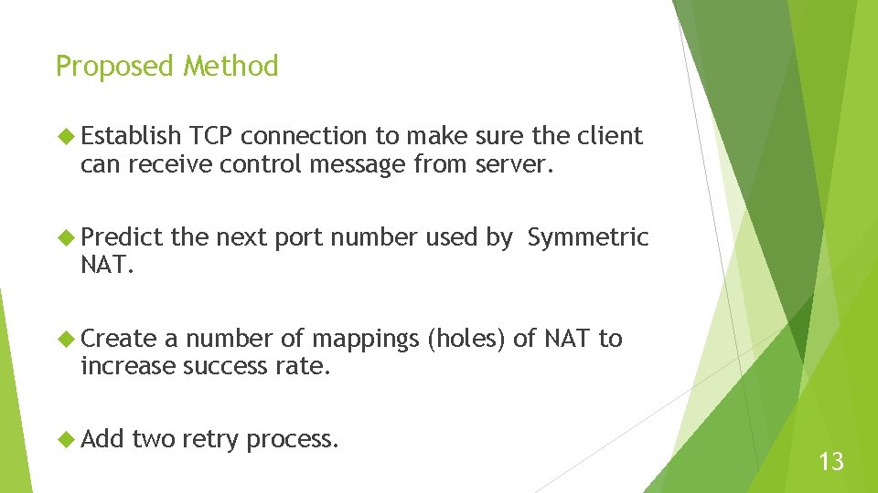 Proposed Method Establish TCP connection to make sure the client can receive control message