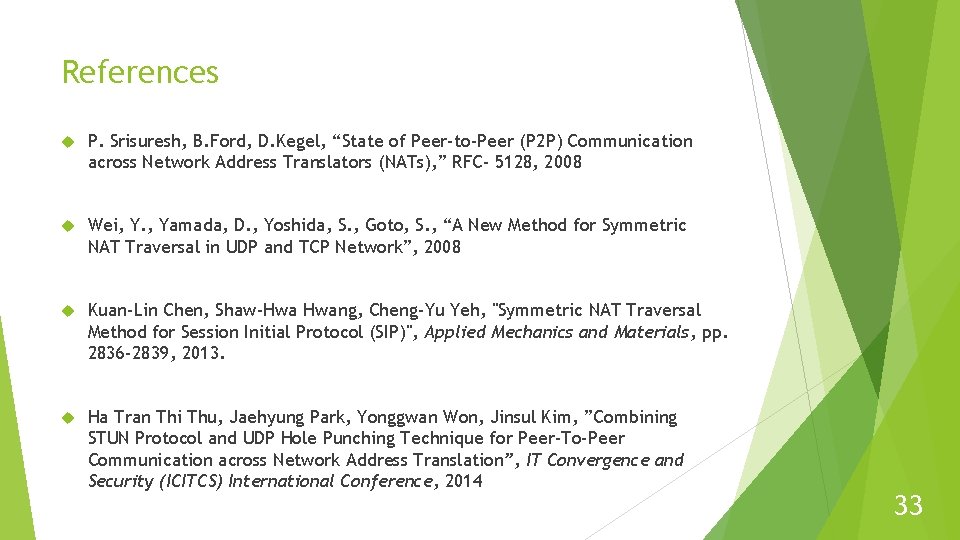 References P. Srisuresh, B. Ford, D. Kegel, “State of Peer-to-Peer (P 2 P) Communication