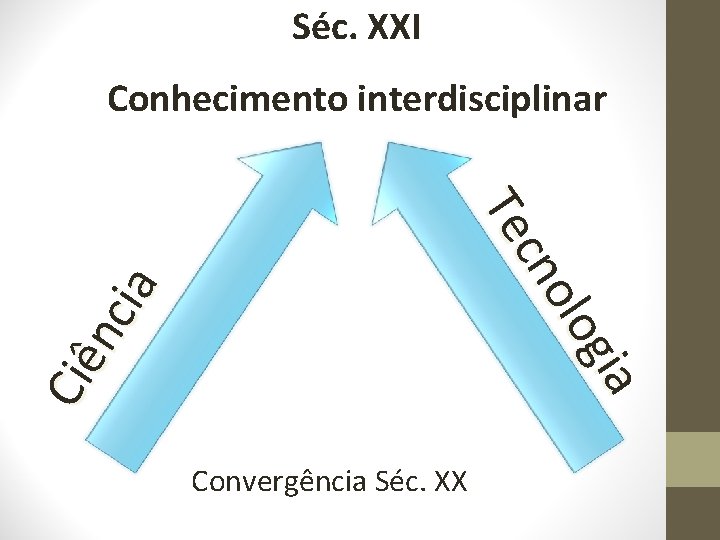 Séc. XXI gia olo cn Te Ciê nc i a Conhecimento interdisciplinar Convergência Séc.