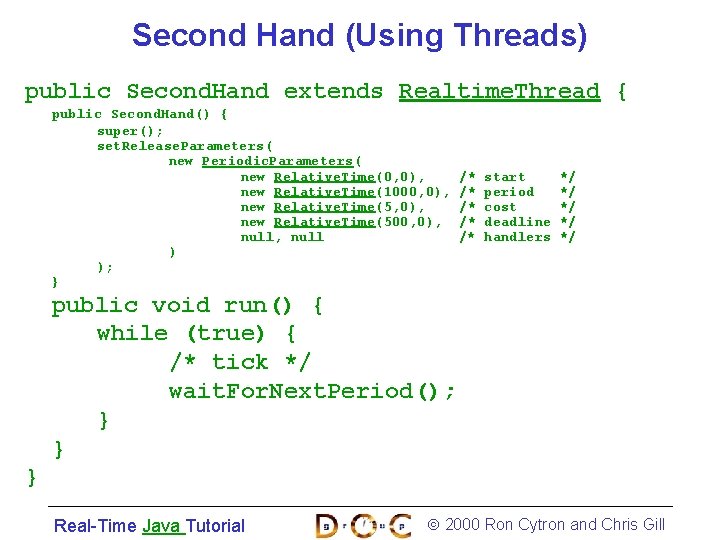 Second Hand (Using Threads) public Second. Hand extends Realtime. Thread { public Second. Hand()