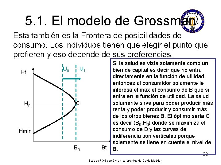 5. 1. El modelo de Grossman Esta también es la Frontera de posibilidades de 5. 1. El modelo de Grossman Esta también es la Frontera de posibilidades de