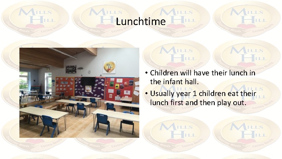 Lunchtime • Children will have their lunch in the infant hall. • Usually year