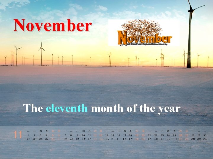 November The eleventh month of the year 