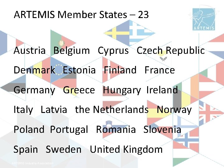 ARTEMIS Member States – 23 Austria Belgium Cyprus Czech Republic Denmark Estonia Finland France