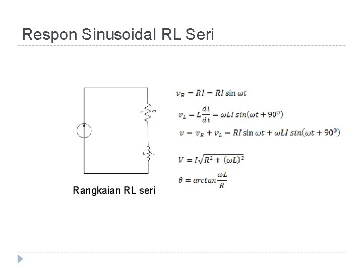 Respon Sinusoidal RL Seri Rangkaian RL seri 