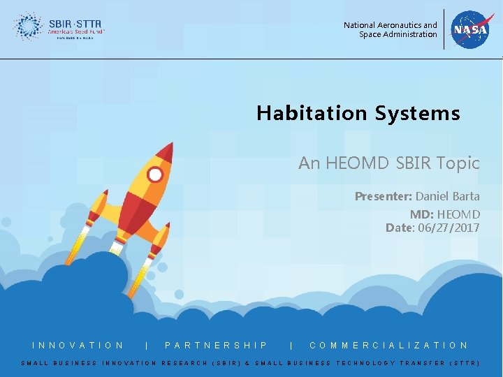 National Aeronautics and Space Administration Habitation Systems An HEOMD SBIR Topic Presenter: Daniel Barta