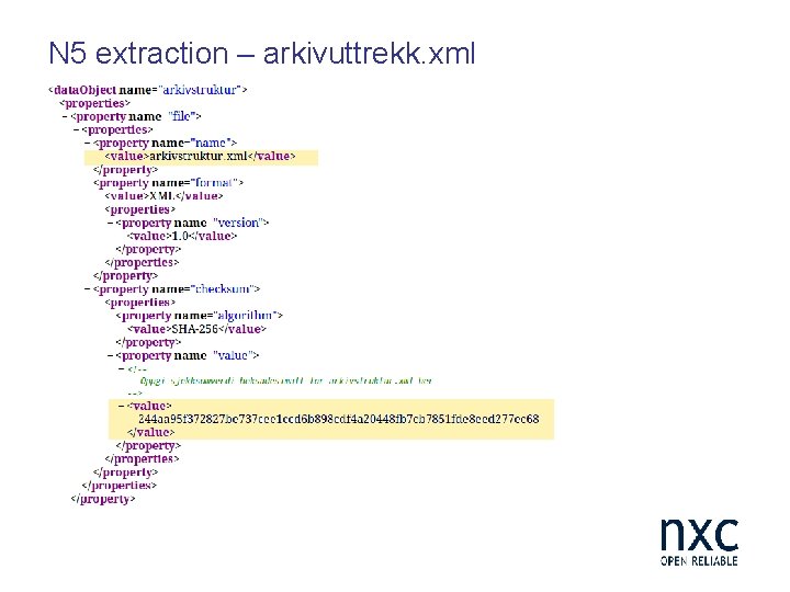 N 5 extraction – arkivuttrekk. xml 