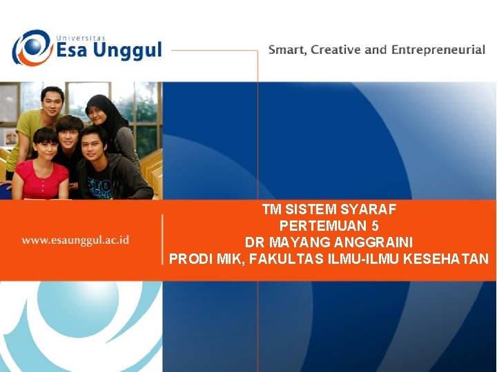 TM SISTEM SYARAF PERTEMUAN 5 DR MAYANG ANGGRAINI PRODI MIK, FAKULTAS ILMU-ILMU KESEHATAN 