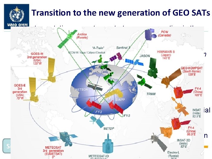 Transition to the new generation of GEO SATs WMO OMM • Most geostationary systems