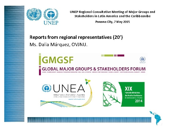 UNEP Regional Consultative Meeting of Major Groups and Stakeholders in Latin America and the