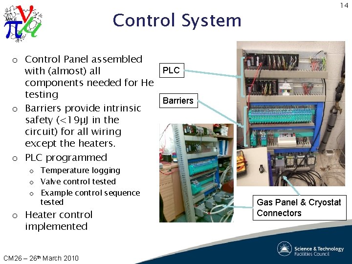 Control System 14 o Control Panel assembled PLC with (almost) all components needed for