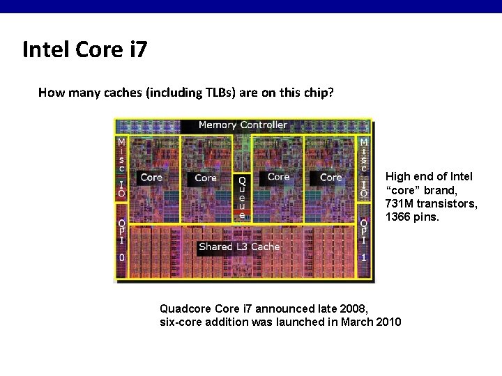 Intel Core i 7 How many caches (including TLBs) are on this chip? High