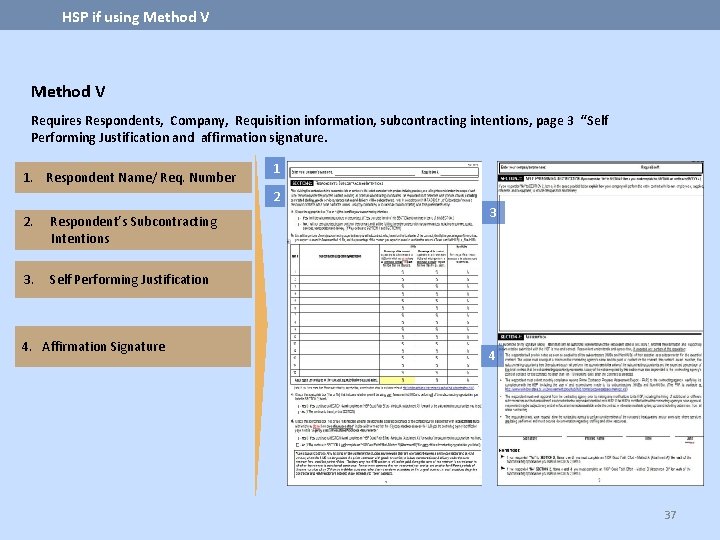 HSP if using Method V Requires Respondents, Company, Requisition information, subcontracting intentions, page 3