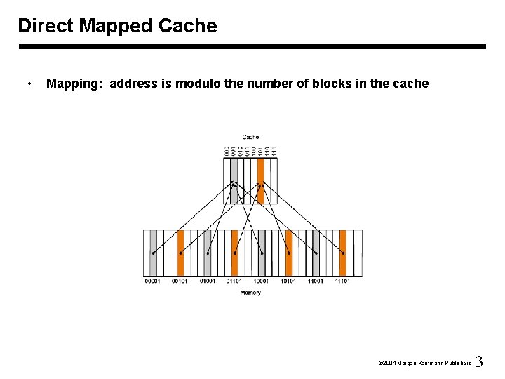 Direct Mapped Cache • Mapping: address is modulo the number of blocks in the