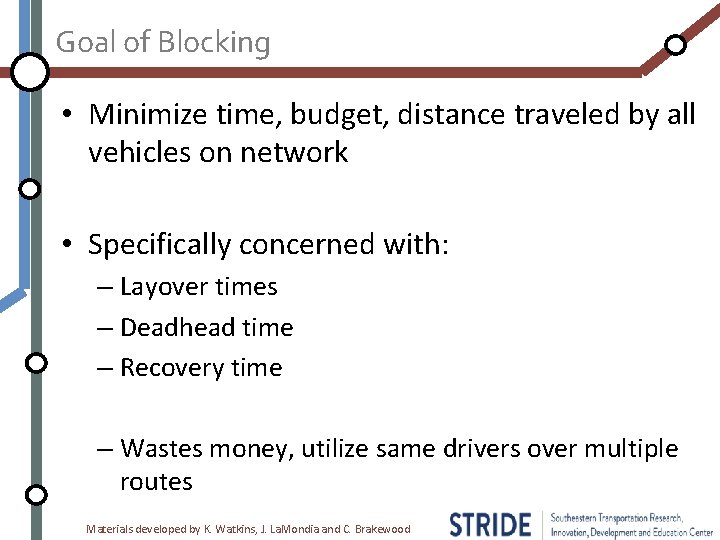 Goal of Blocking • Minimize time, budget, distance traveled by all vehicles on network