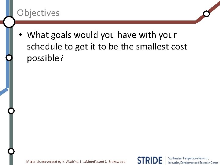 Objectives • What goals would you have with your schedule to get it to