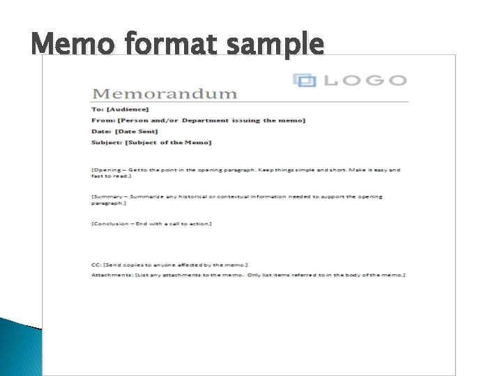 Memo format sample 