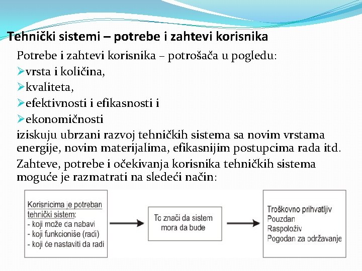 Tehnički sistemi – potrebe i zahtevi korisnika Potrebe i zahtevi korisnika – potrošača u