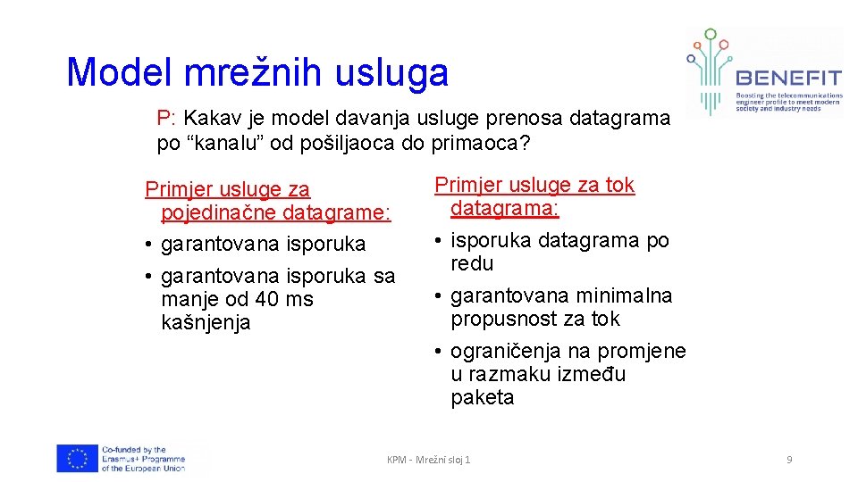 Model mrežnih usluga P: Kakav je model davanja usluge prenosa datagrama po “kanalu” od