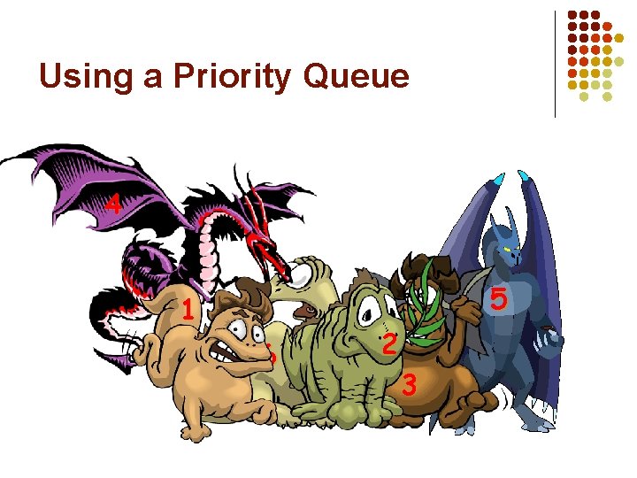 Using a Priority Queue 4 5 1 6 2 3 