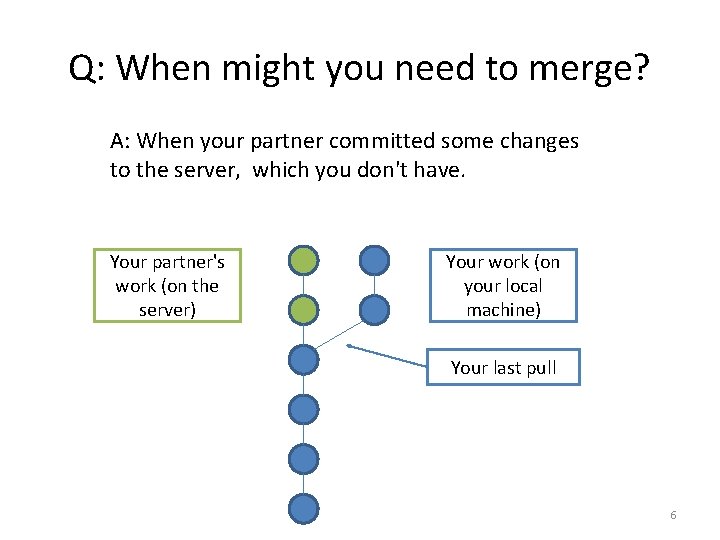 Q: When might you need to merge? A: When your partner committed some changes